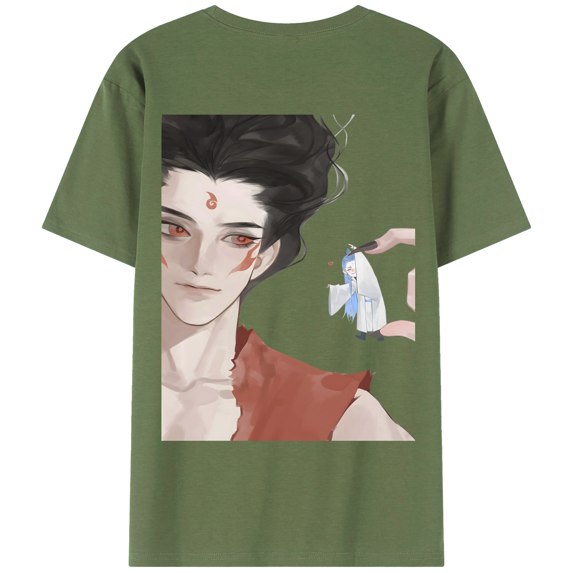 （画像用） Ne Zha 2 ナタ 魔童の大暴れ 綿100％ メンズ半袖Tシャツ（バックプリント） 通気性